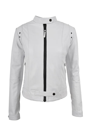 Alin Leather - Rio Fitted Women's White Leather Jacket