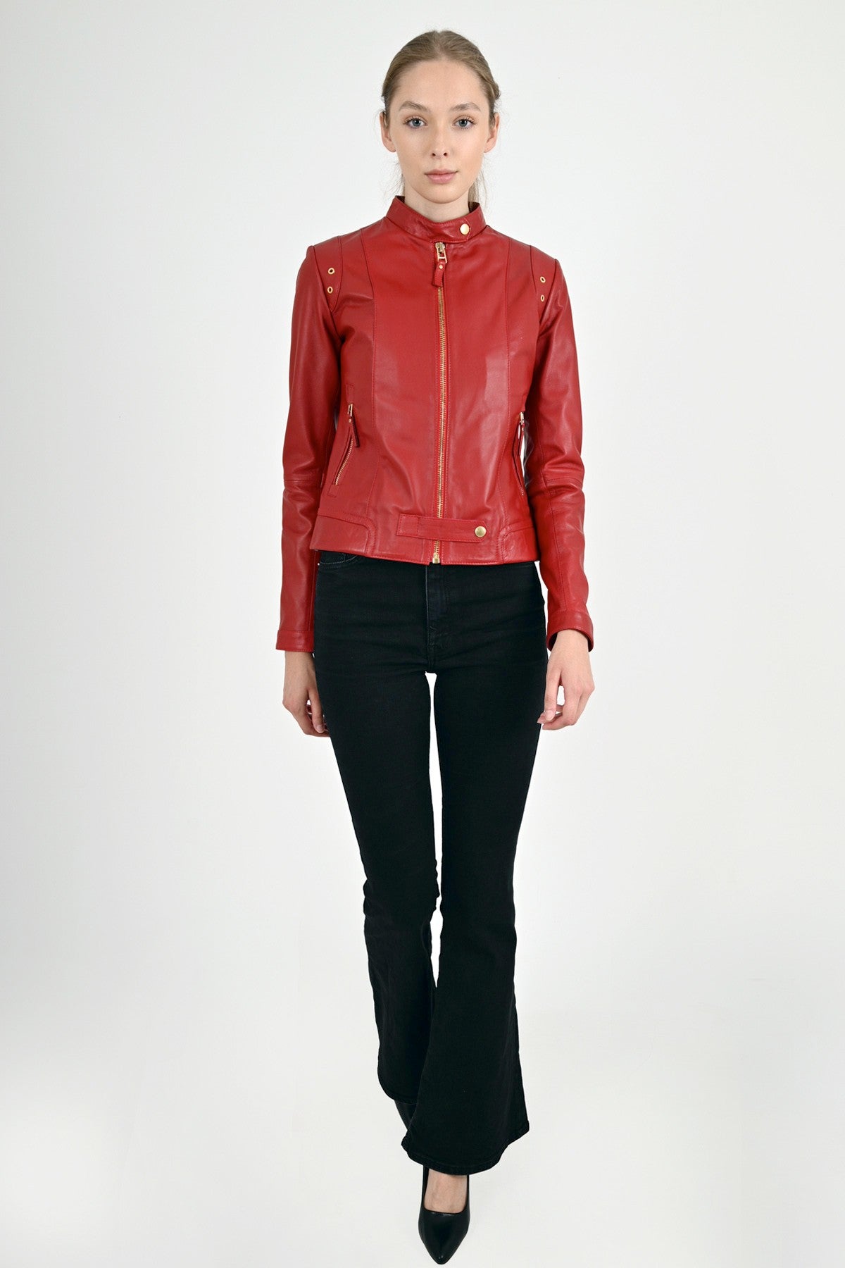 Alin Leather - Rio Women's Leather Red Jacket Fitted