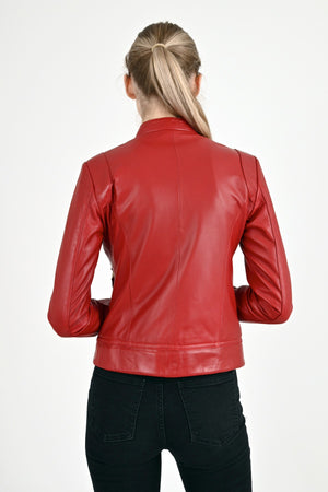 Alin Leather - Rio Women's Leather Red Jacket Fitted