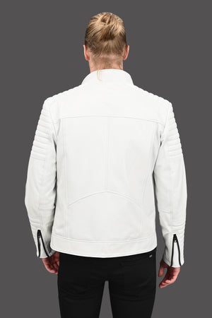 Alin Leather - Sandor Men's Slim Fitted White Leather Jacket