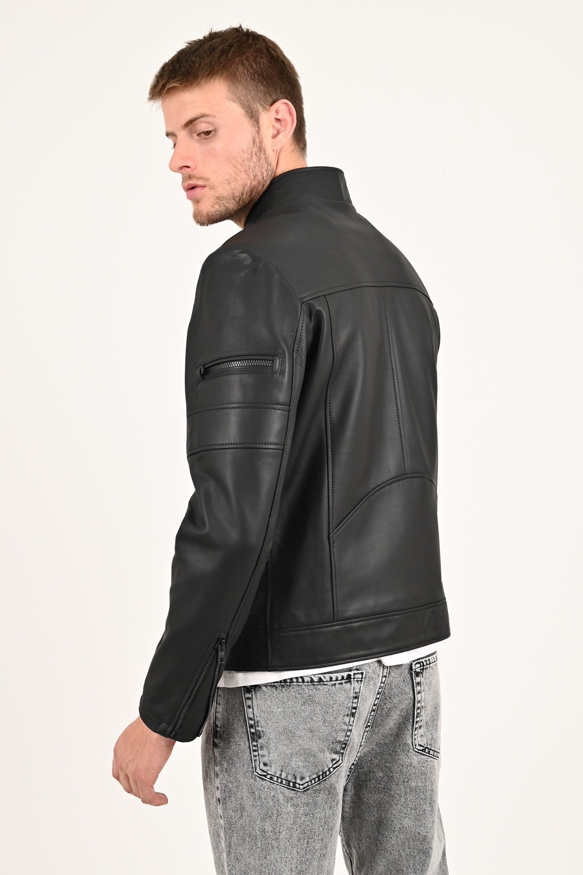Alin Leather - Beckham Relax Fit Men's Black Leather Jacket