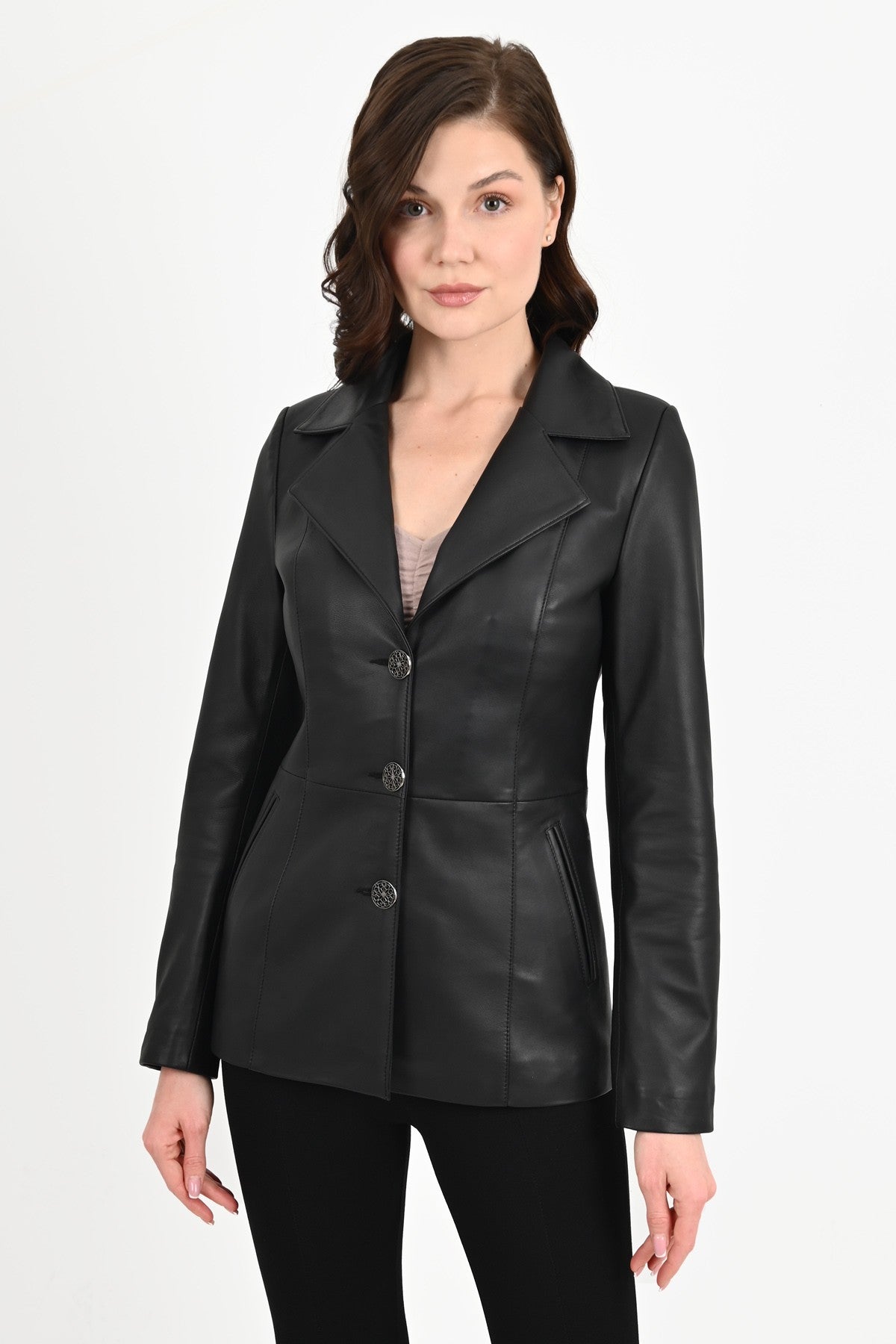 Alin Leather - Brienne Casual Women's Black Leather Blazer