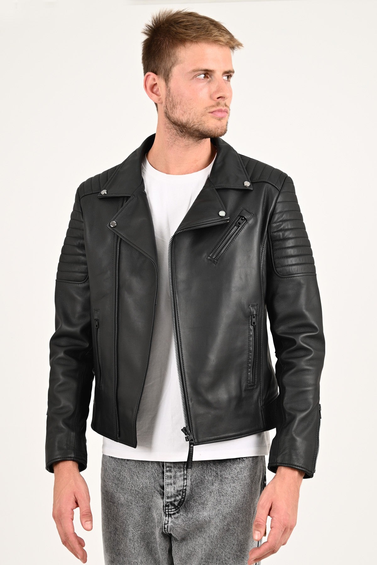 Alin Leather - Echo Biker Style Men's Black Leather Jacket