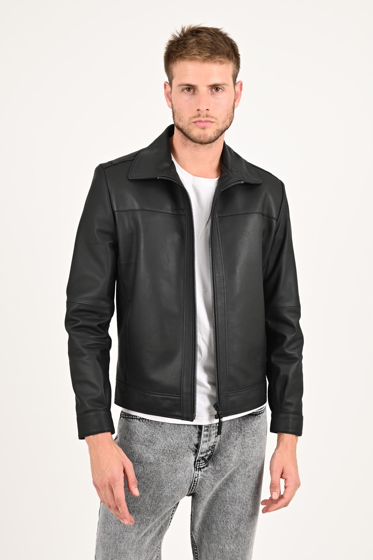 Alin Leather - Leo Casual Men's Black Leather Coat