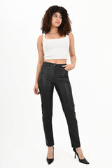 Alin Leather - Levi Women's Black Leather Jeans