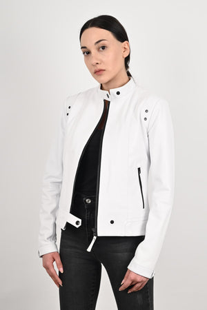 Alin Leather - Rio Fitted Women's White Leather Jacket