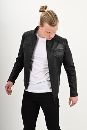 Alin Leather - Sandor Men’s Black Leather Jacket Slim Fit 