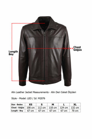 Alin Leather - Leo Casual Men's Brown Leather Jacket Size Chart