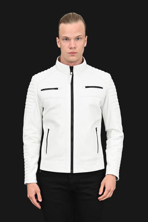Leather Jacket White for Men