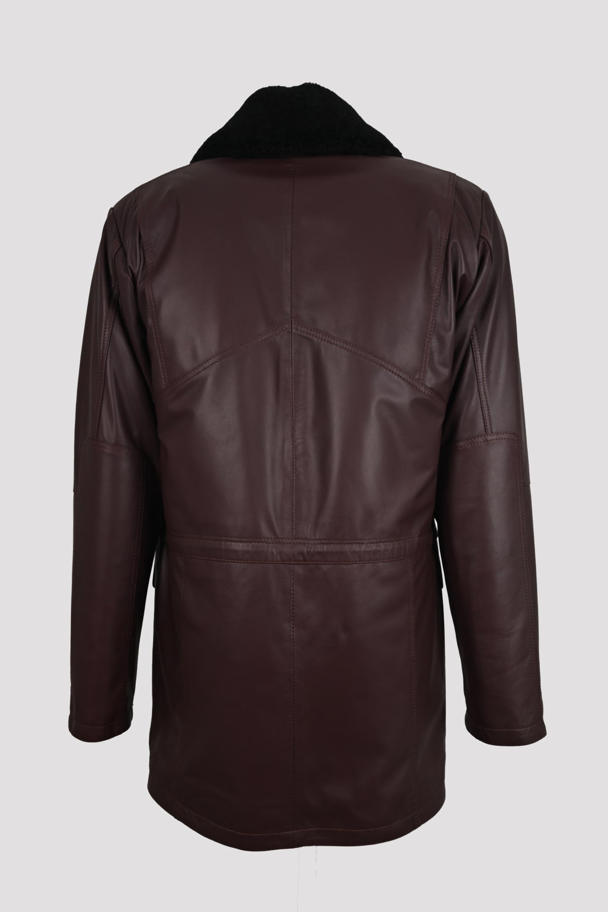 Winter Leather Coat Bordo fot Men's