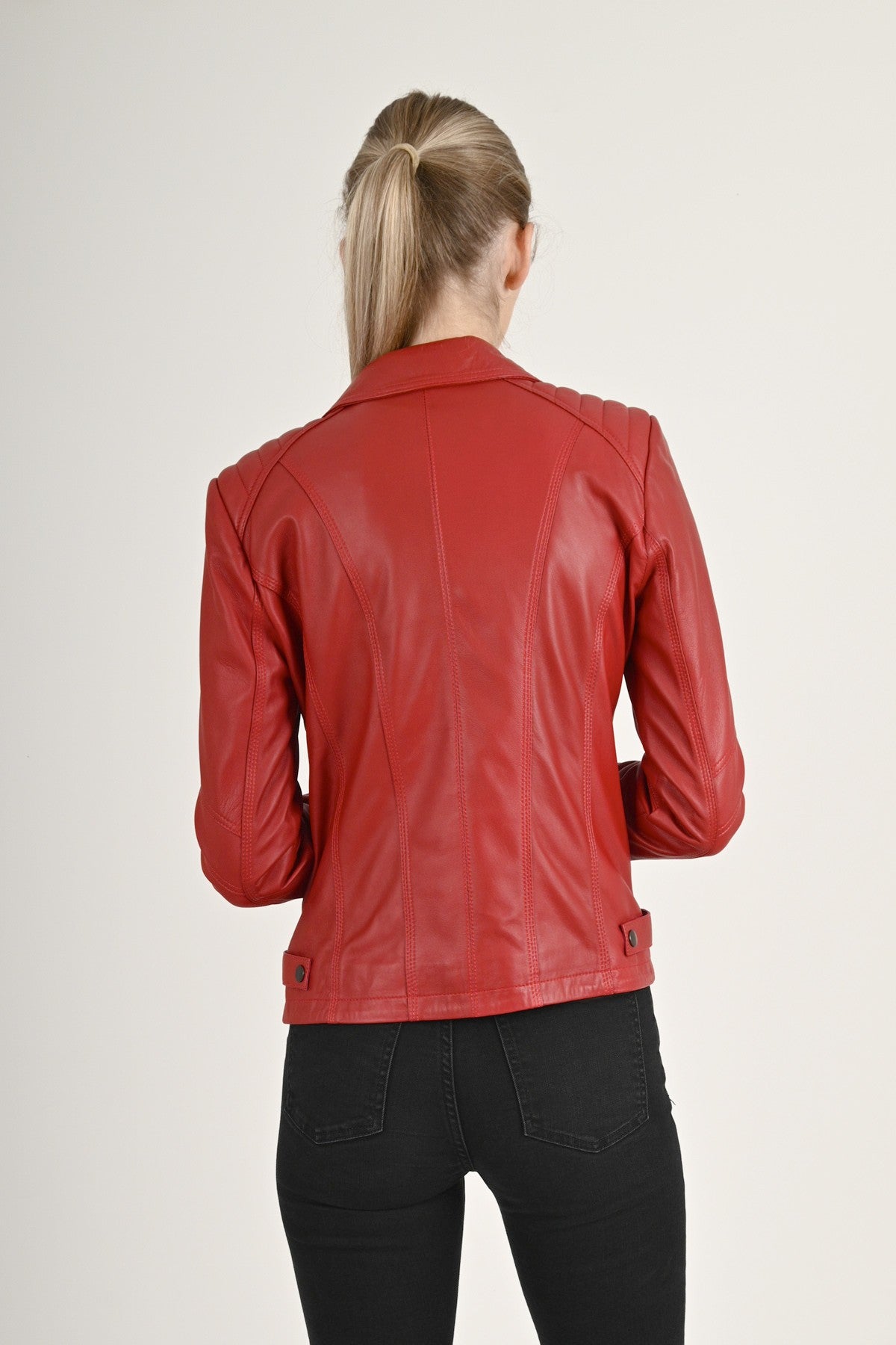 Alin Leather - Alexa Women's Red Leather Biker Jacket