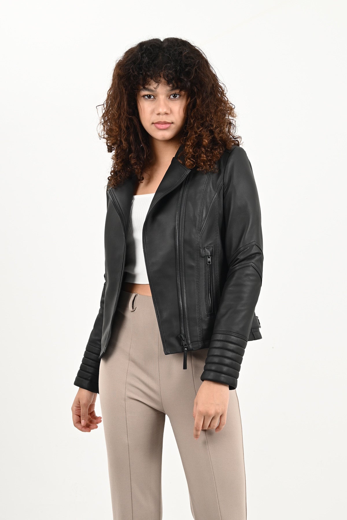 ALiN Alexa Women’s Genuine Leather Biker Style Leather Jacket Black