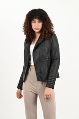 ALiN Alexa Women’s Genuine Leather Biker Style Leather Jacket Black