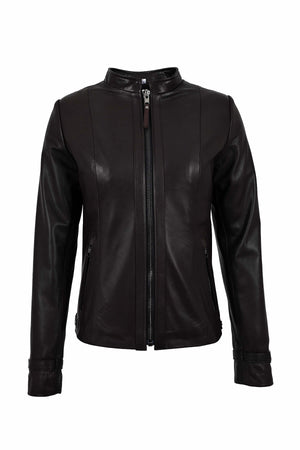 ALiN Kibyra Women's Genuine Leather Fitted Leather Jacket Brown