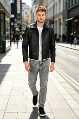ALiN Leo Men's Genuine Leather Casual Leather Jacket Black