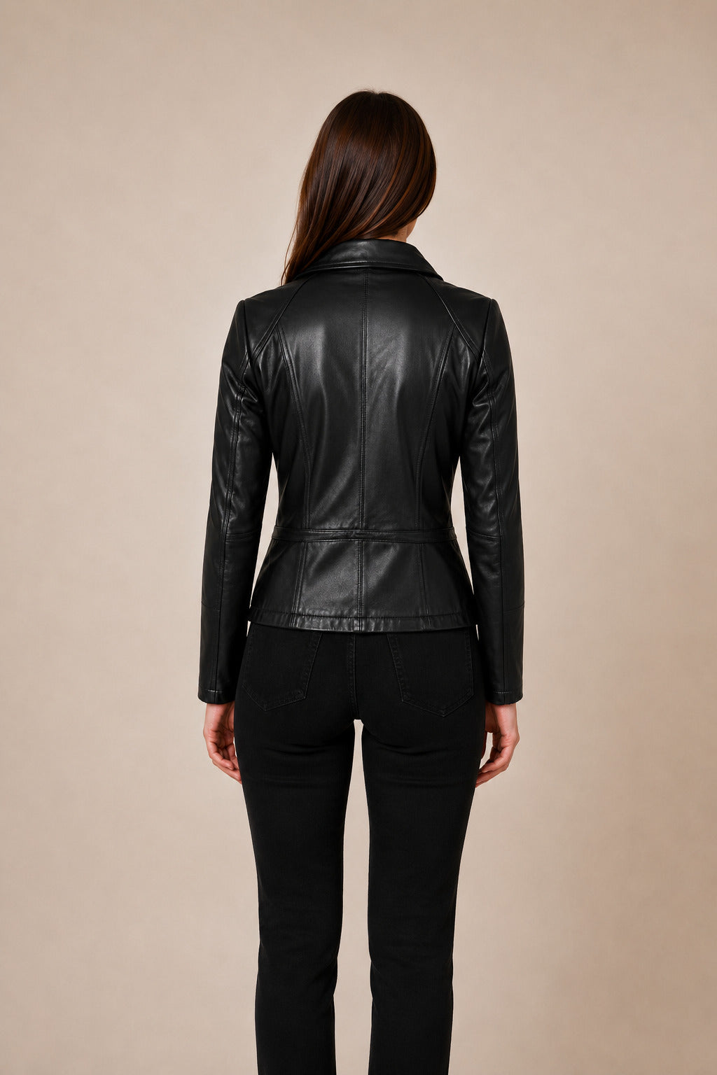 ALiN Opal Women's Genuine Leather Biker Style Leather Jacket Black