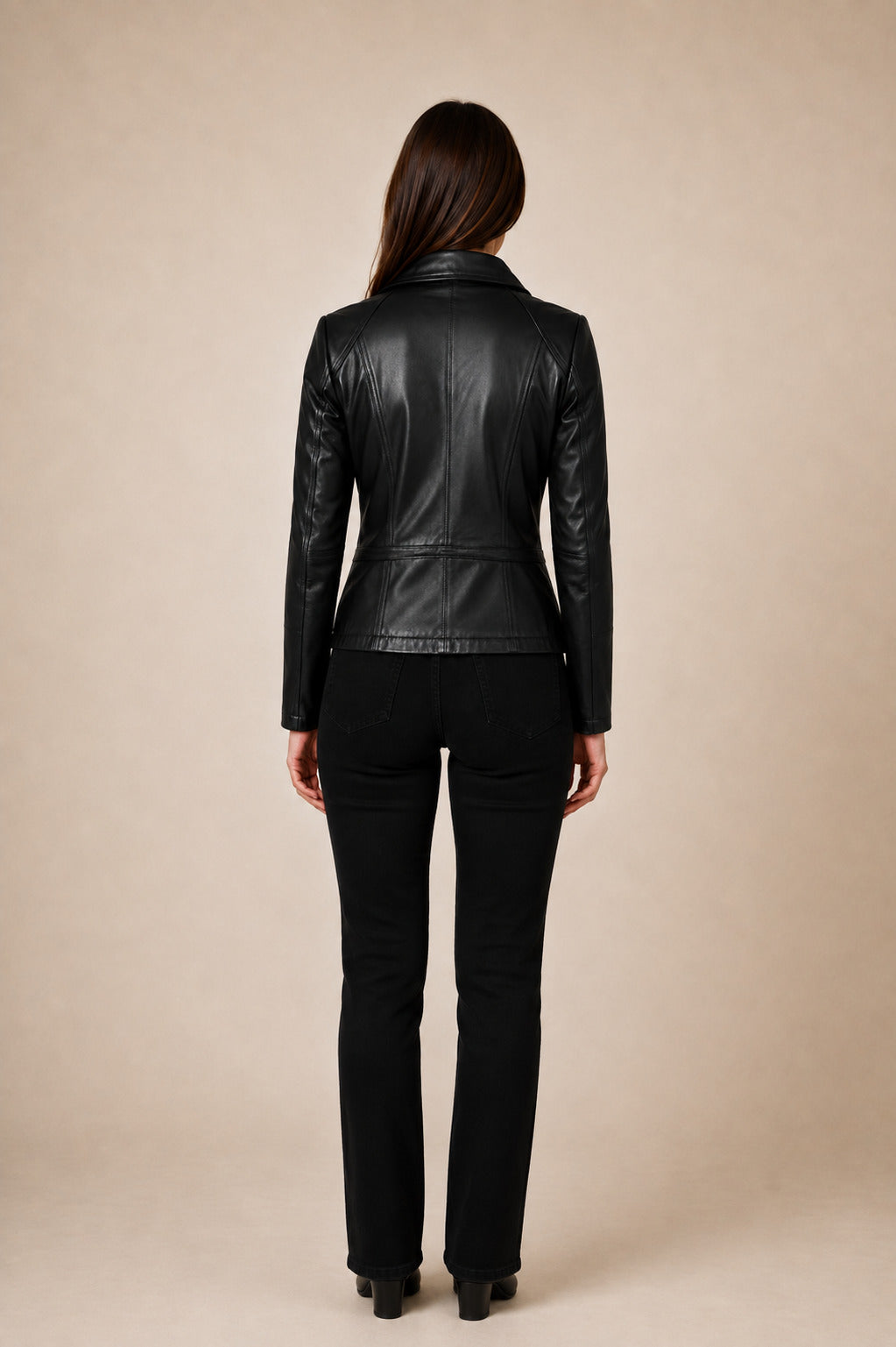 ALiN Opal Women's Genuine Leather Biker Style Leather Jacket Black