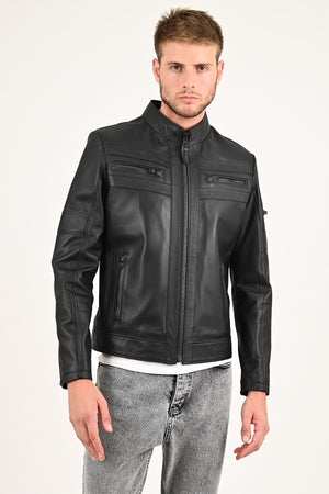 Alin Leather - Beckham Relax Fit Men's Black Leather Jacket