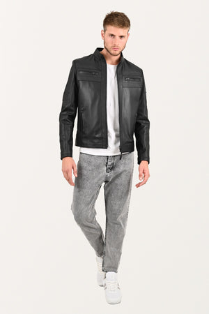 Alin Leather - Beckham Relax Fit Men's Black Leather Jacket