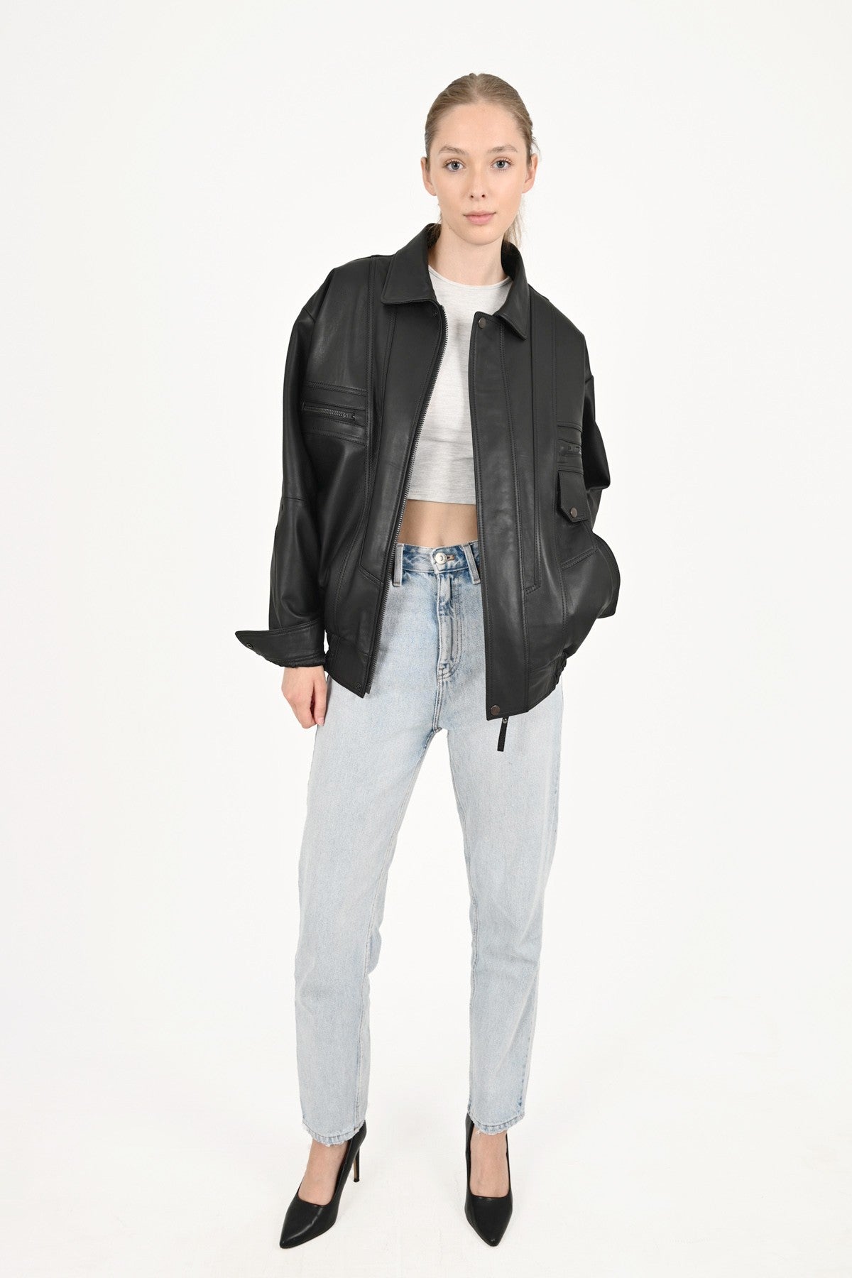 Alin Leather - Beirut Oversize Women's Black Leather Coat