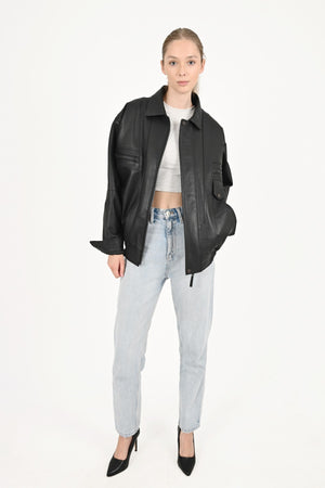 Alin Leather - Beirut Oversize Women's Black Leather Coat