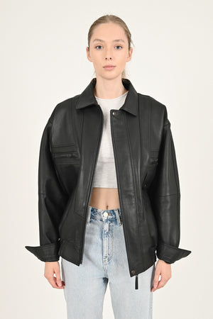 Alin Leather - Beirut Oversize Women's Black Leather Coat