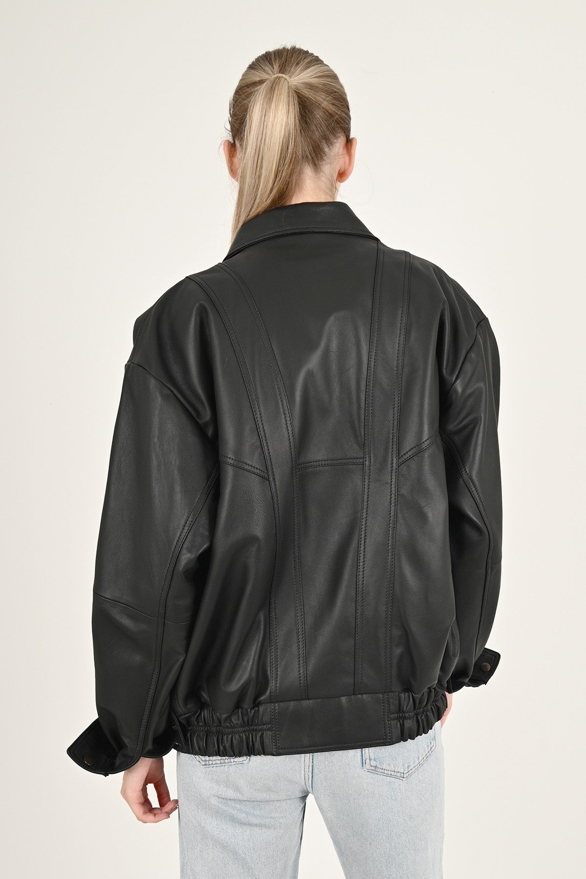 Alin Leather - Beirut Oversize Women's Black Leather Coat
