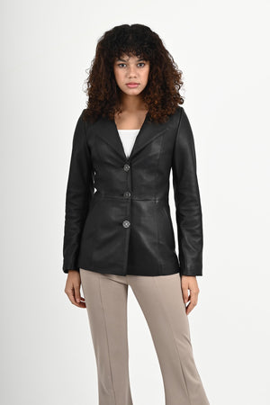 Alin Leather - Brienne Casual Women's Black Leather Blazer