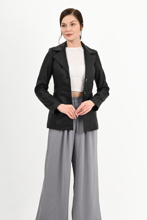 Alin Leather - Brienne Casual Women's Black Leather Blazer