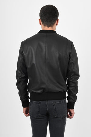 Alin Leather - College Loose Fit Men's Black Leather Coat