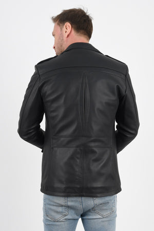 Alin Leather - Harrison Safari Men’s Black Leather Coat