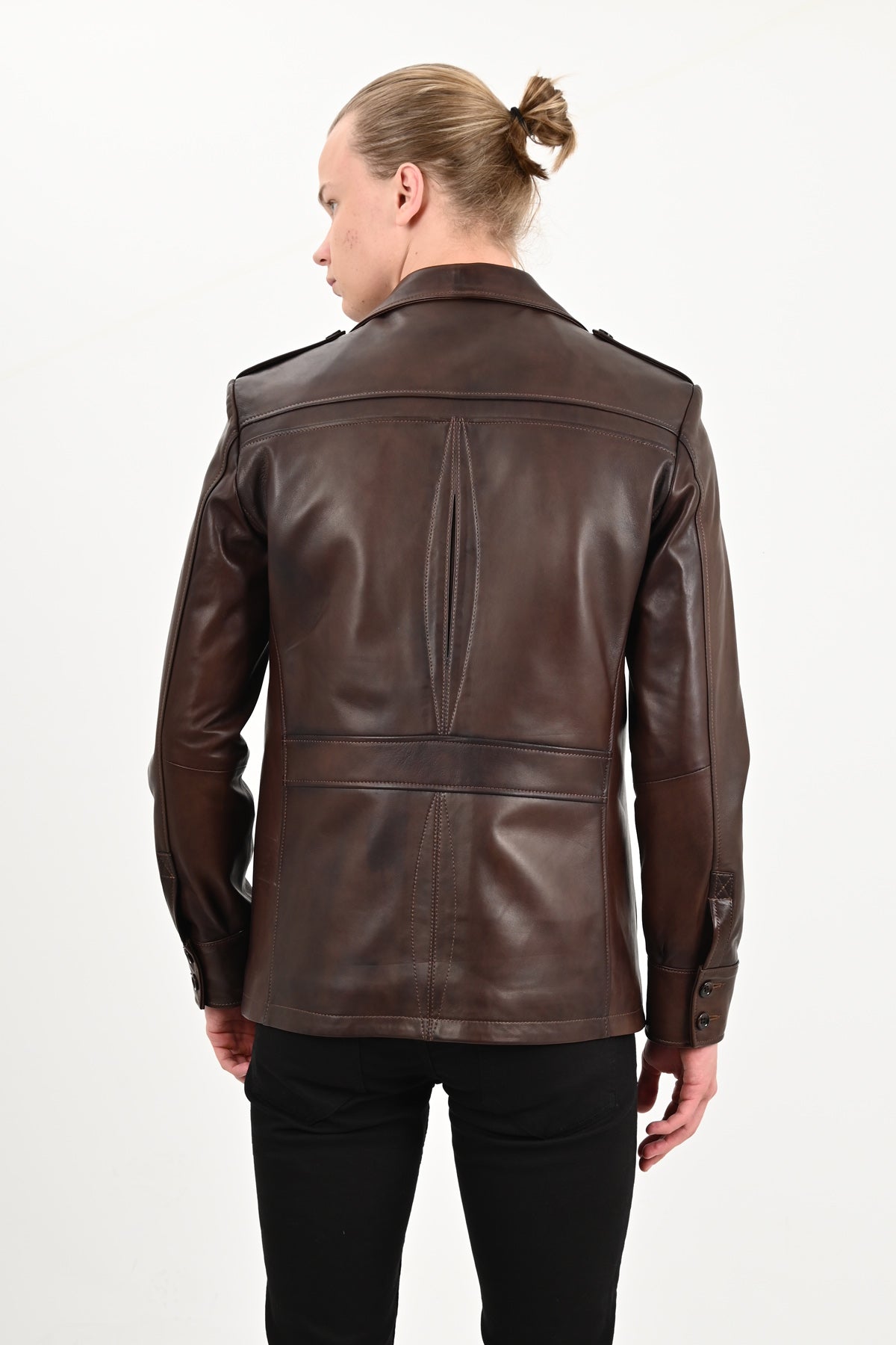 Harrison Safari Men's Brown Leather Coat | Rugged & Timeless