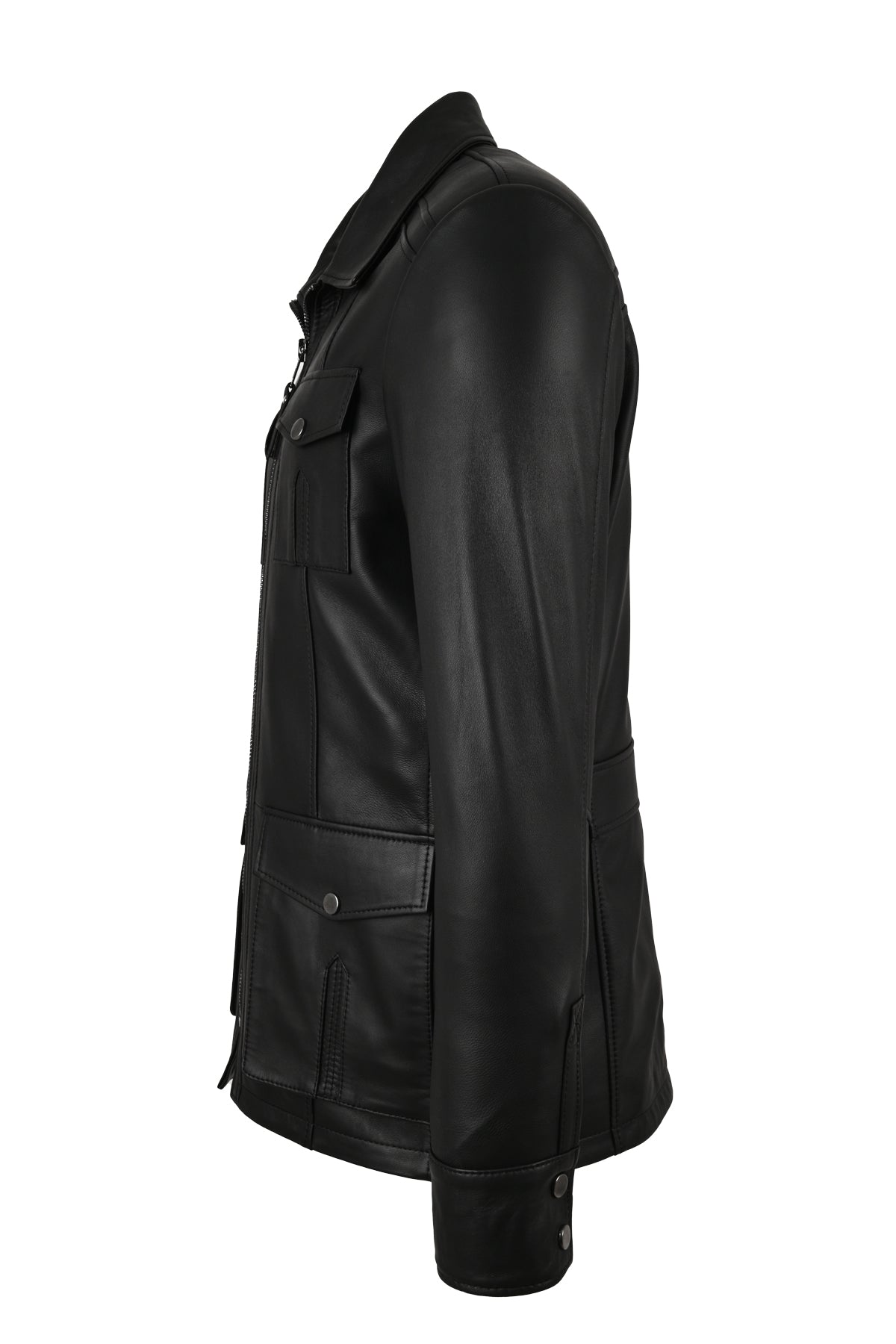 Kaya Men's Zip-Up Black Leather Coat | Rugged & Refined – Alin Leather