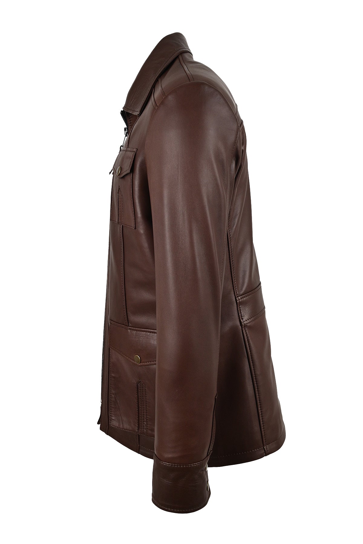 Alin Leather - Kaya Zip-Up Men’s Brown Leather Jacket
