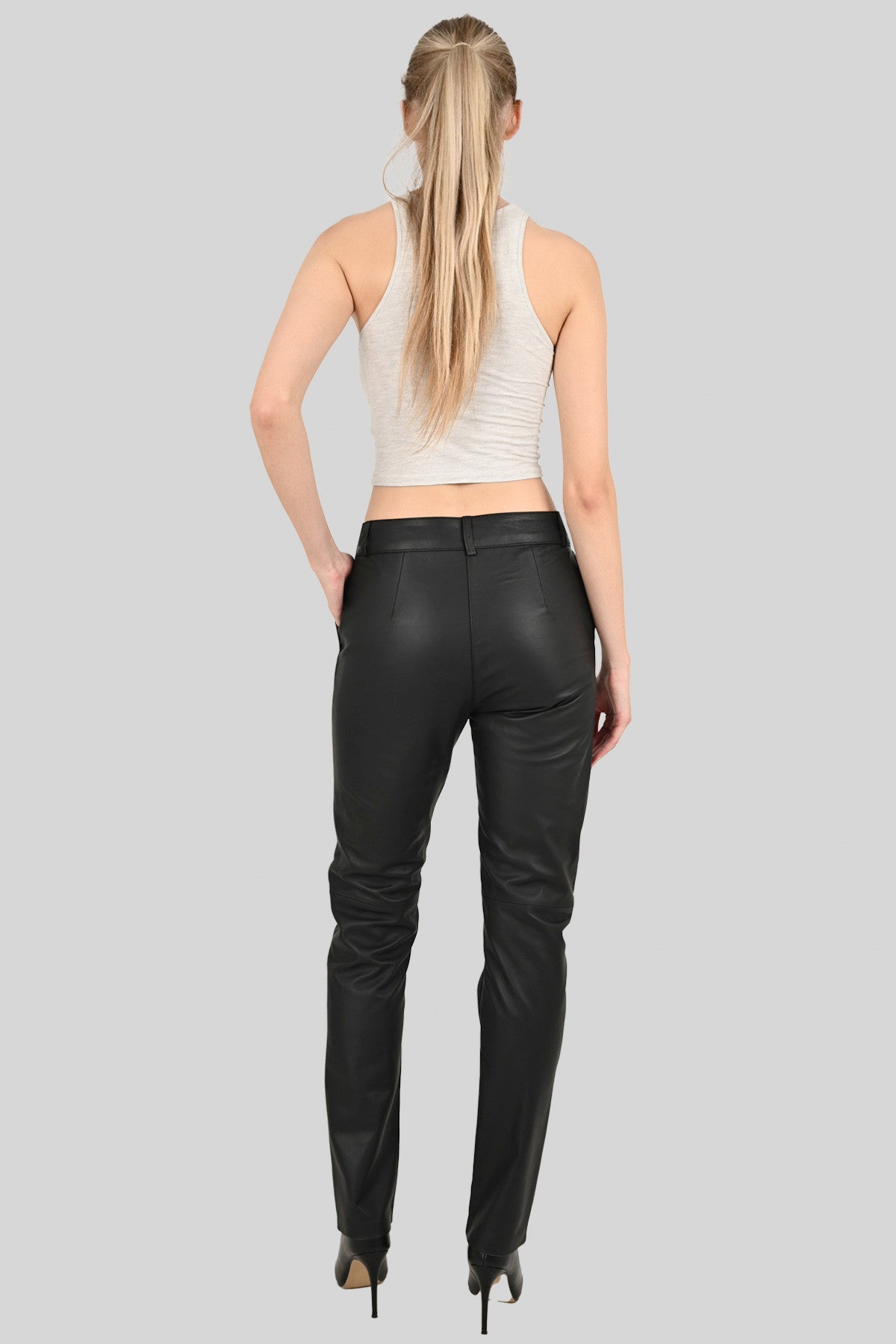 Alin Leather - Lee Side Pocket Black Genuine Leather Trousers