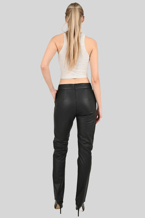 Alin Leather - Lee Side Pocket Black Genuine Leather Trousers