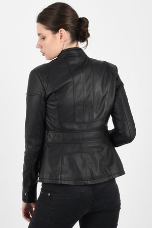 Alin Leather - Melody Slim Fit Women's Black Leather Jacket