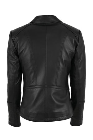 Alin Leather - Opal Women's Black Biker Leather Jacket