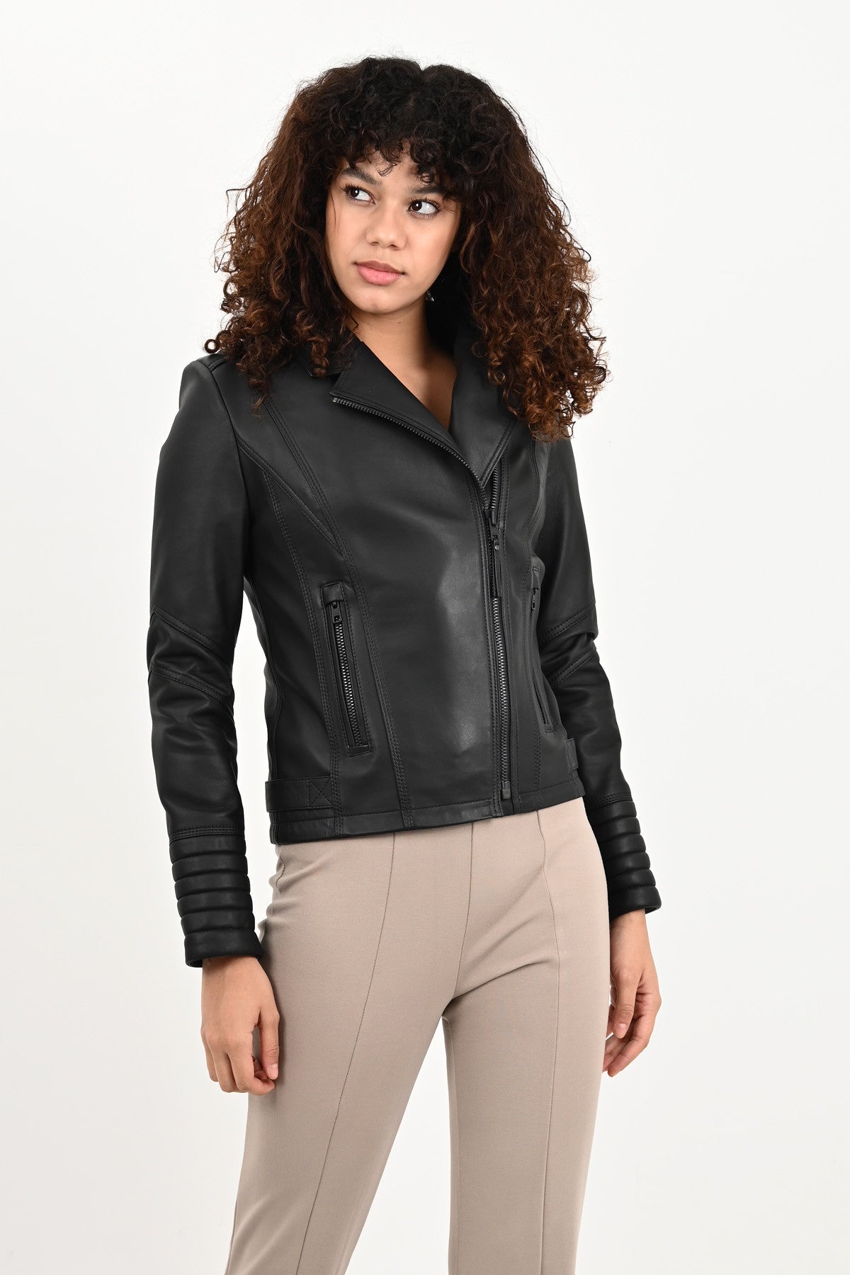 Alin Leather - Alexa Women’s Black Biker Leather Jacket