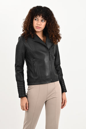 Alin Leather - Alexa Women’s Black Biker Leather Jacket