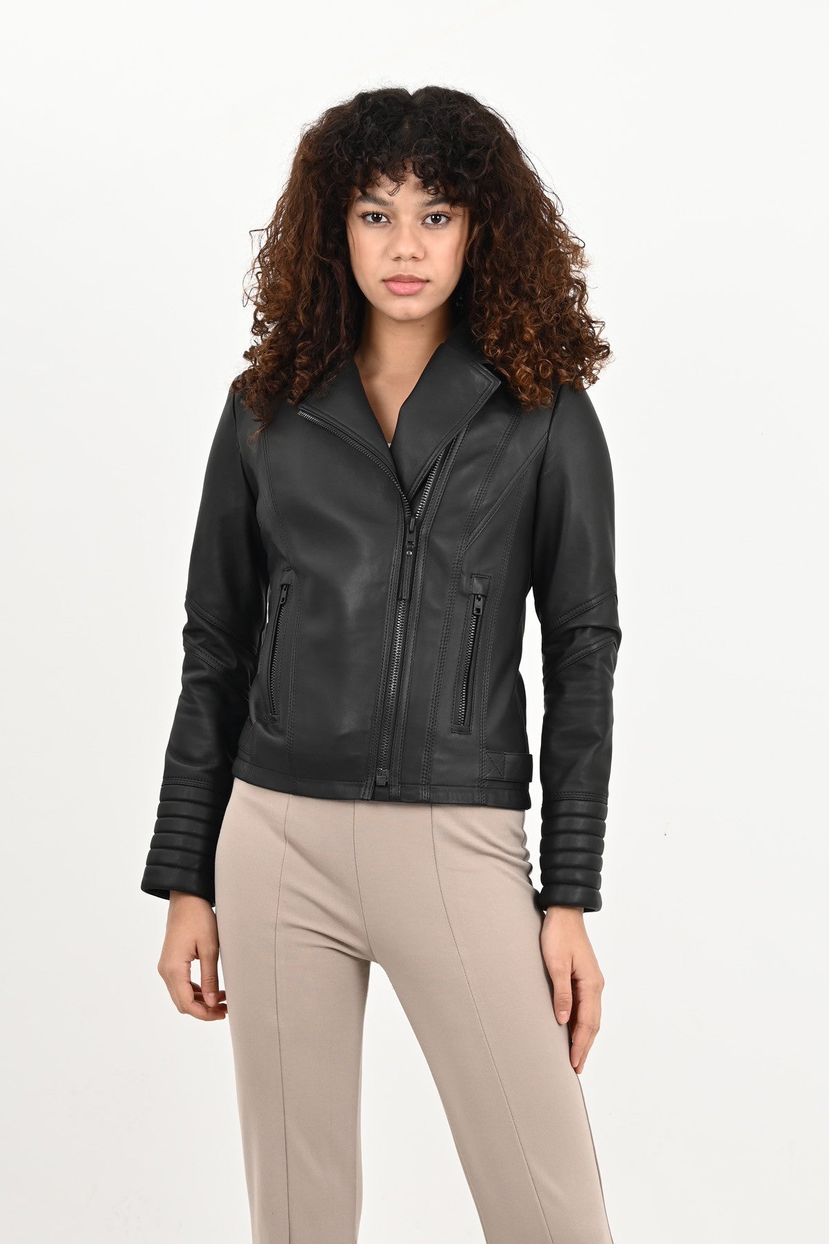 Alin Leather - Alexa Women’s Black Biker Leather Jacket