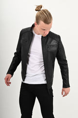 Alin Leather - Sandor Men’s Black Leather Jacket Slim Fit 
