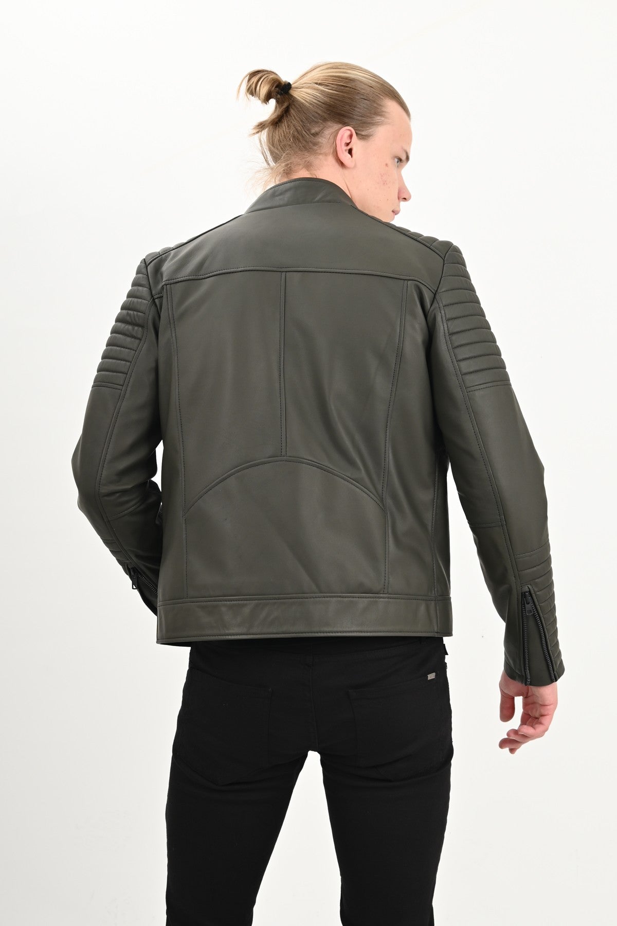 Alin Leather - Sandor Slim Fit Men’s Green Leather Jacket