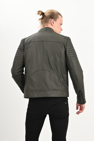 Alin Leather - Sandor Slim Fit Men’s Green Leather Jacket