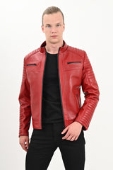 Alin Leather - Sandor Slim Fit Men’s Red Leather Jacket