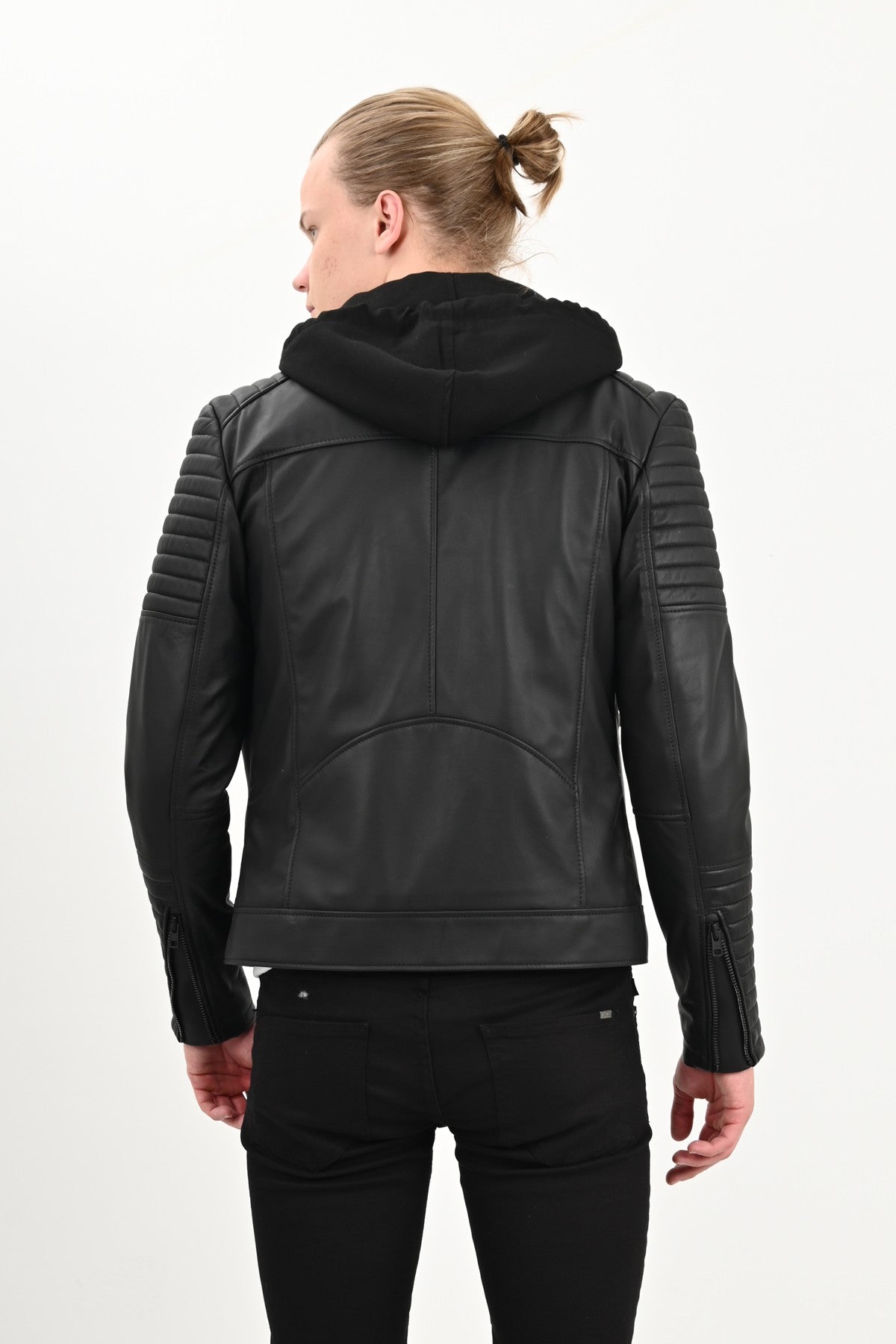 Alin Leather - Sherwood Hooded Men's Black Leather Coat