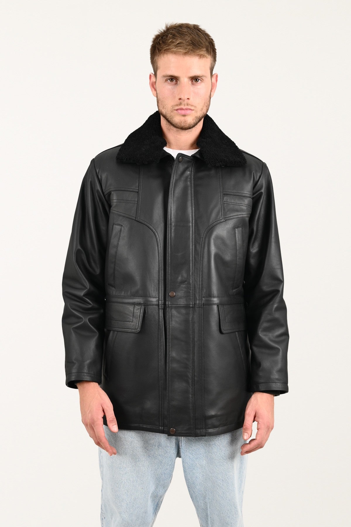 Alin Leather - Tarkan Oversize Black Winter Men’s Leather Coat