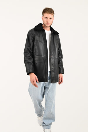 Alin Leather - Tarkan Oversize Black Winter Men’s Leather Coat
