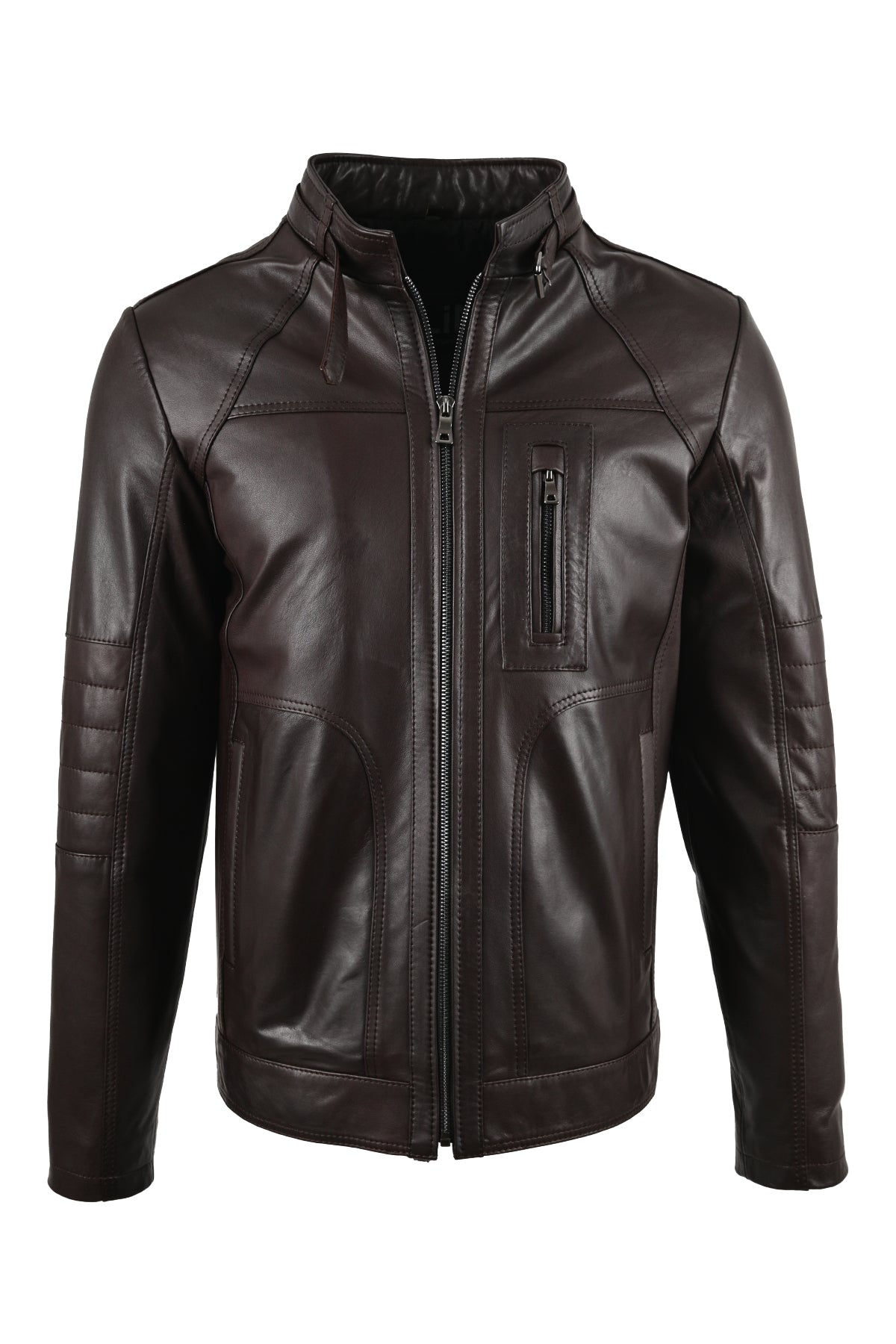 Alin Leather - Theroux Casual Men's Brown Leather Jacket