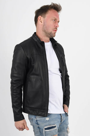Alin Leather - Theroux Casual Men's Black Leather Coat